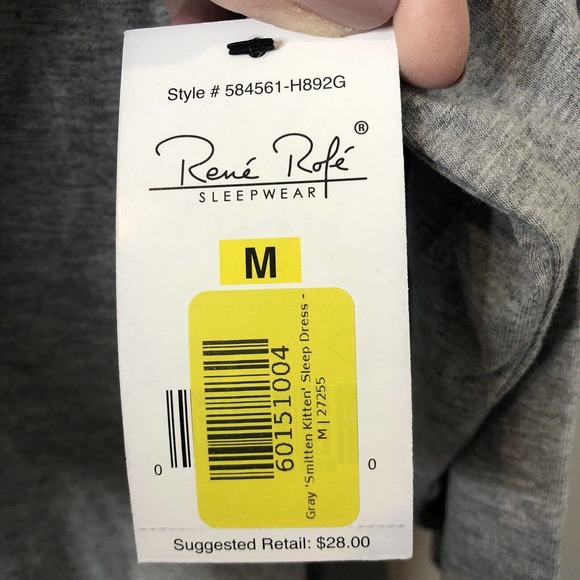 Rene Rofe NWT Women's Gray 3/4 Sleeve Smitten Kitten Nightgown Size Medium - Picture 5 of 7